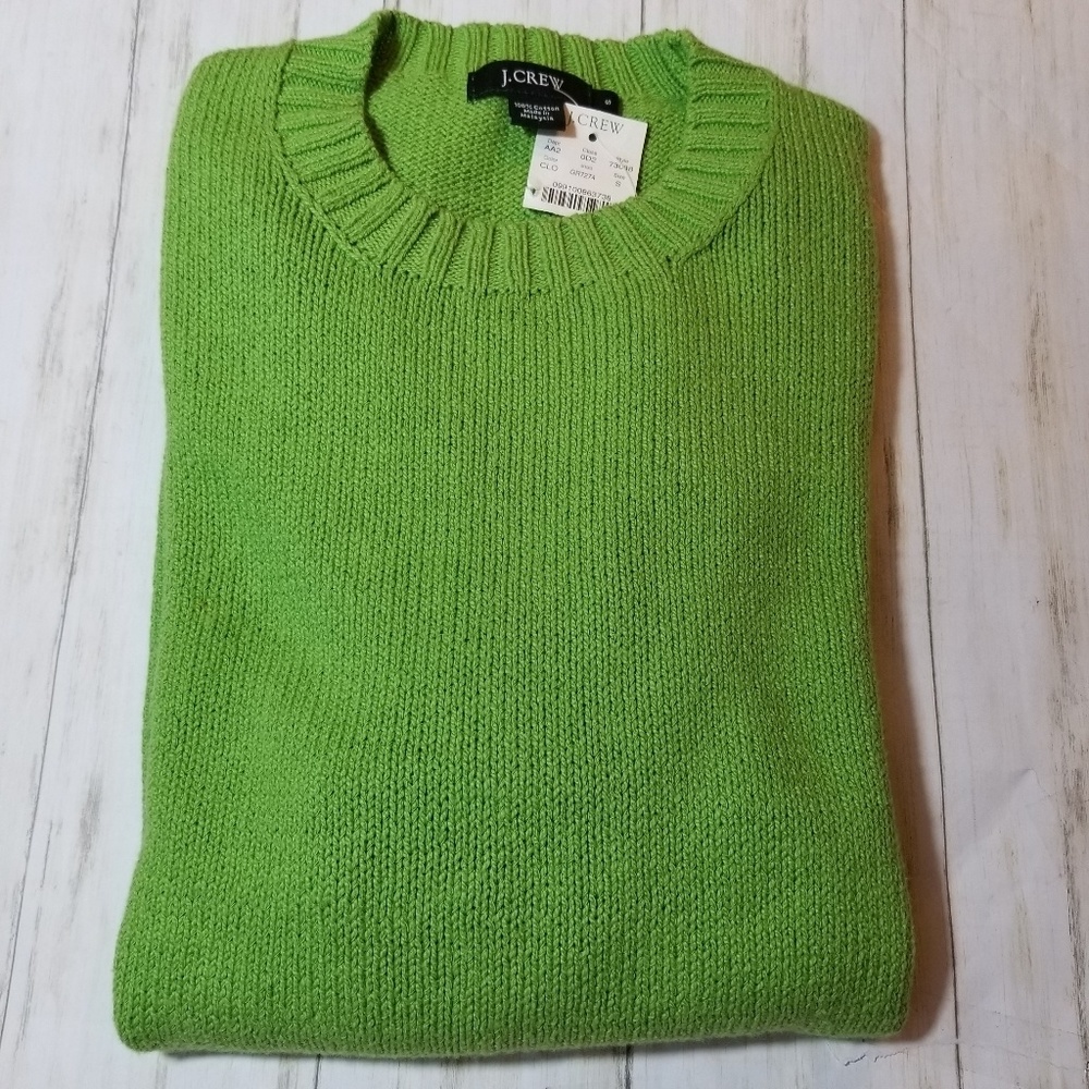 J Crew Green Cotton Sweater Small